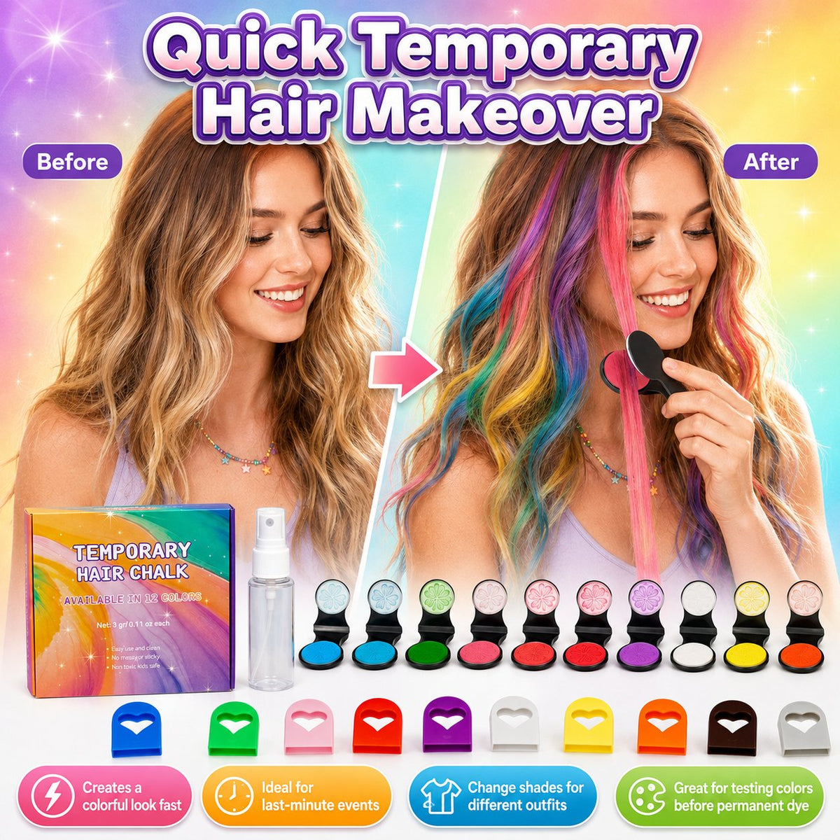 🌈Color Temporary Hair Chalk Applicator Set