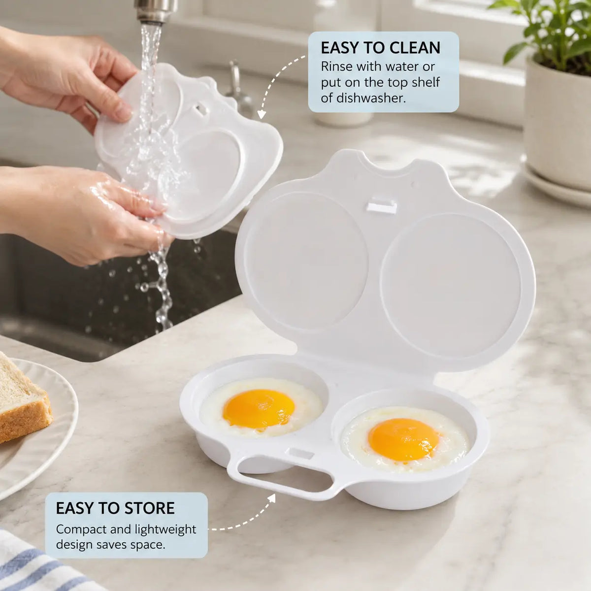 EggEase™ Microwave Egg Maker-Perfect Poached Eggs & Omelettes in Minutes