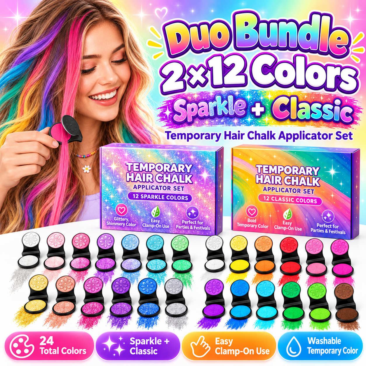 Duo Bundle — 2 × 12 Colors (Sparkle + Classic)