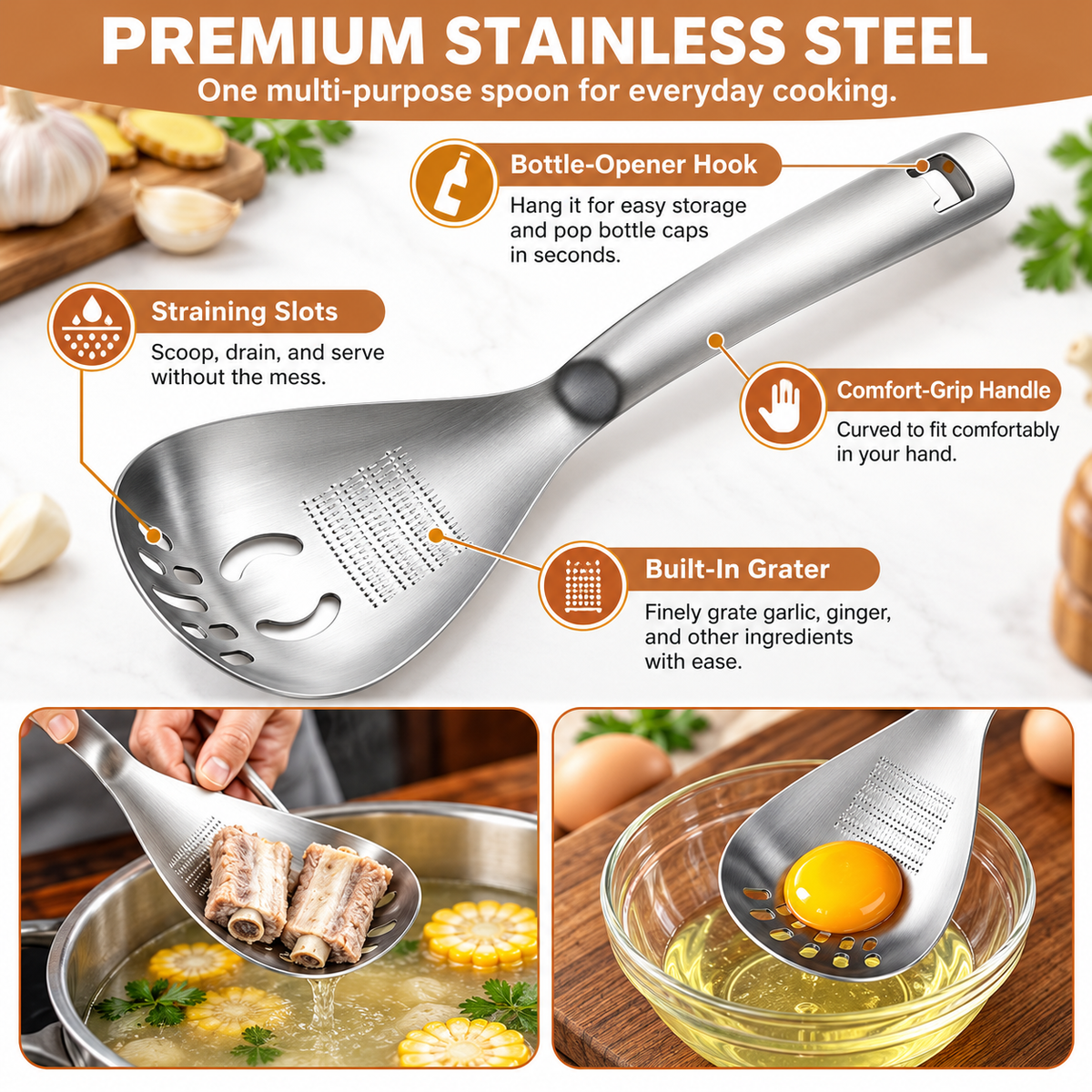 ⚡Stainless Steel Multifunctional Kitchen Spoon