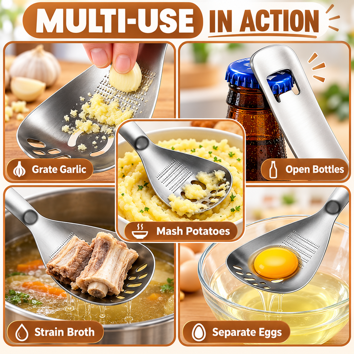 ⚡Stainless Steel Multifunctional Kitchen Spoon